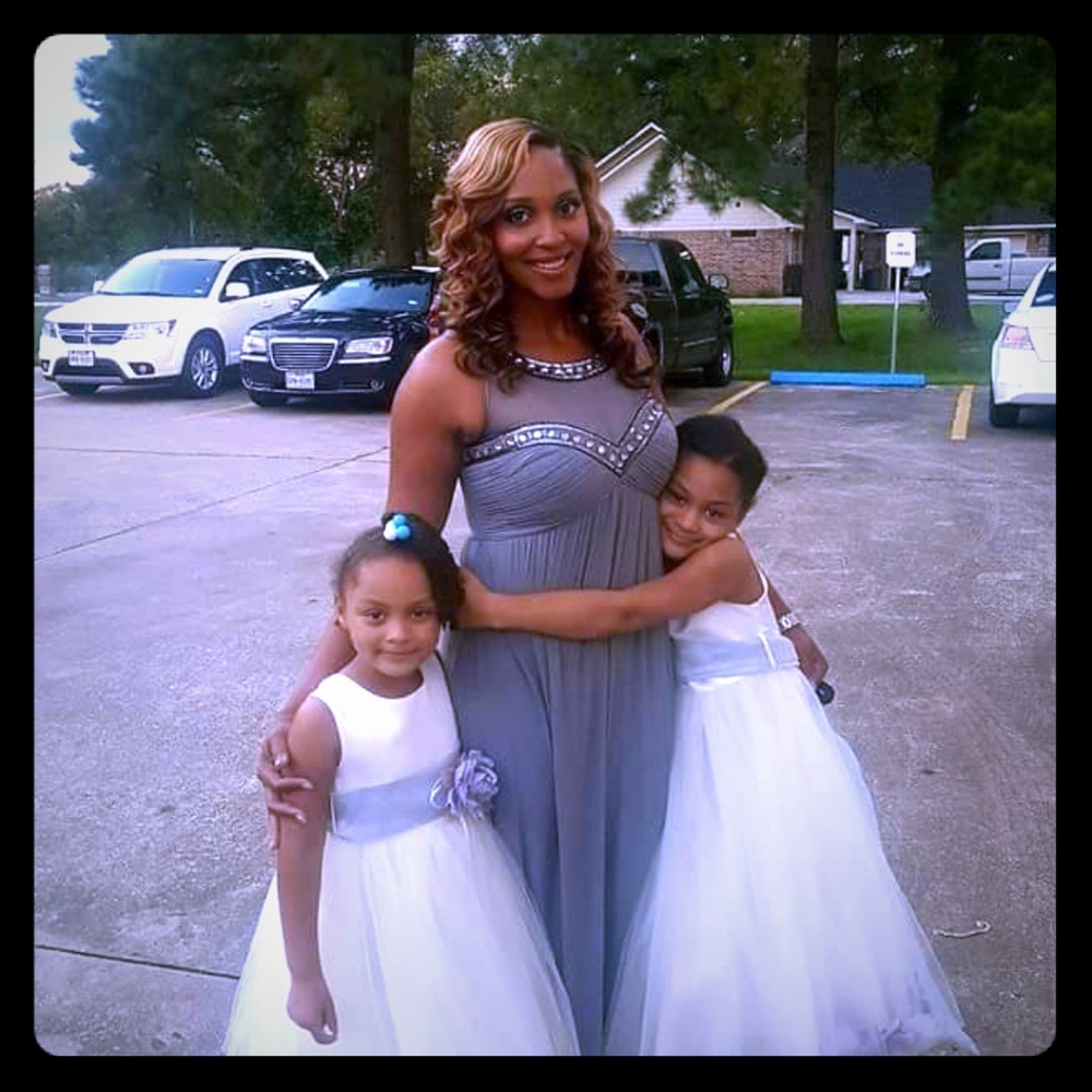 Grey formal Dress with Rhinestones accent
